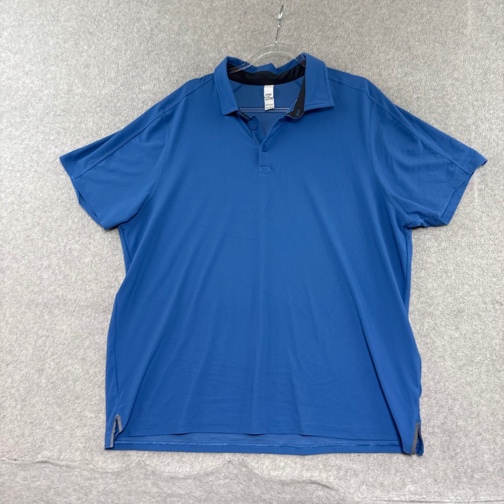 Rhone Polo Shirt Mens XXL Blue Short Sleeve Wicking Nylon Performance Stretch